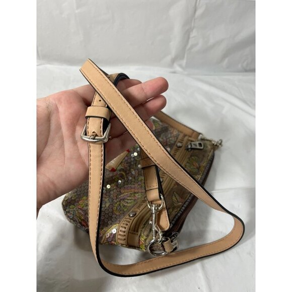 Sakroots Campus Mini Purse Artist Circle Peace Bird Print Crossbody Sequins Jute - Picture 7 of 16